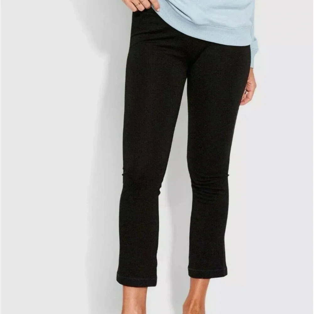 Seafolly Black Splendour Flare Pant Stretch Kick Flare Pull-On Pant Size Small